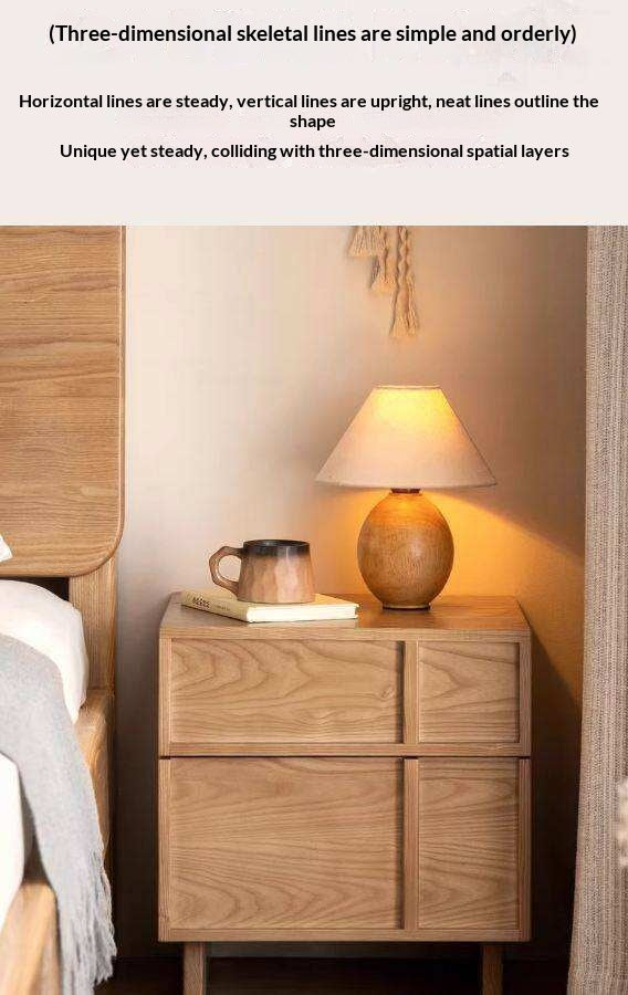 Ash Solid Wood Wabi-Sabi Style Nightstand.