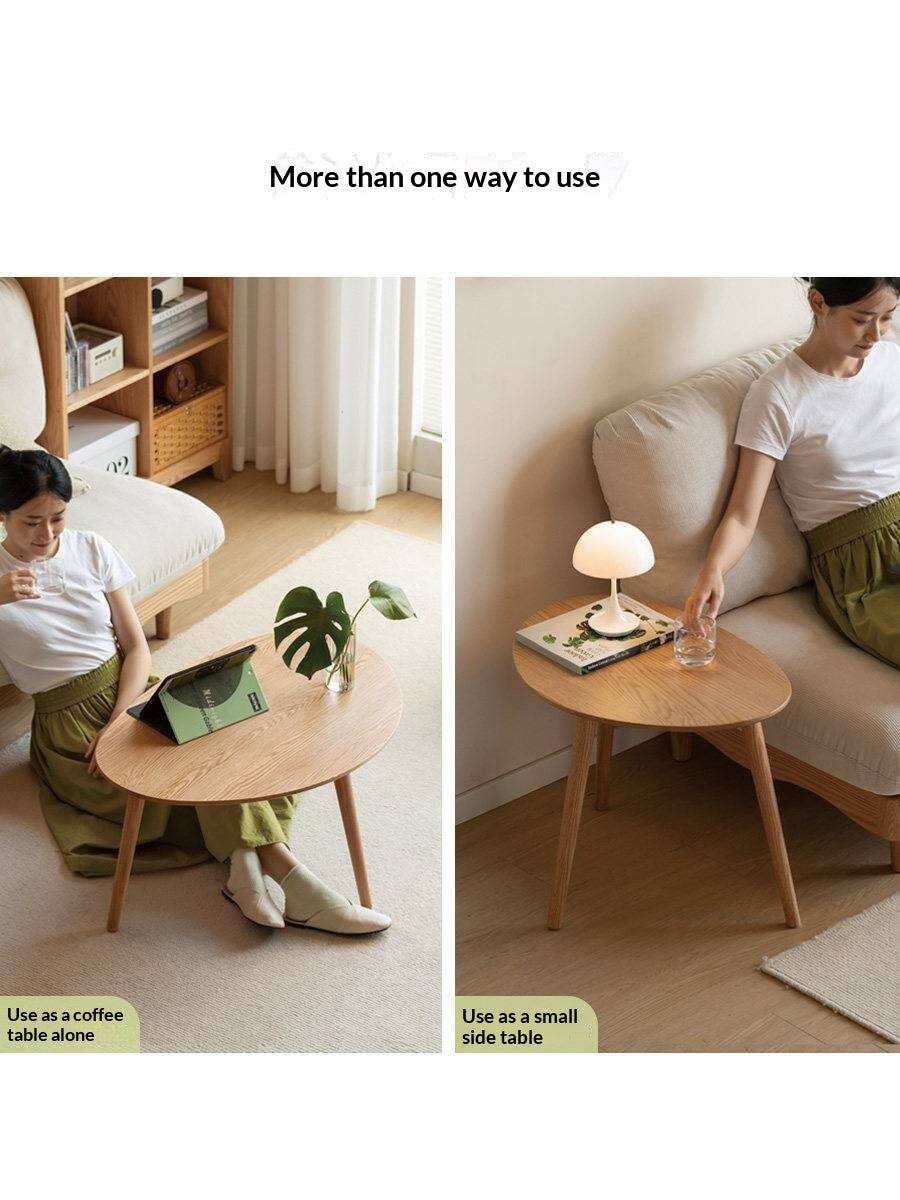 Rubberwood, Oak Solid Wood Walnut Color Side Table