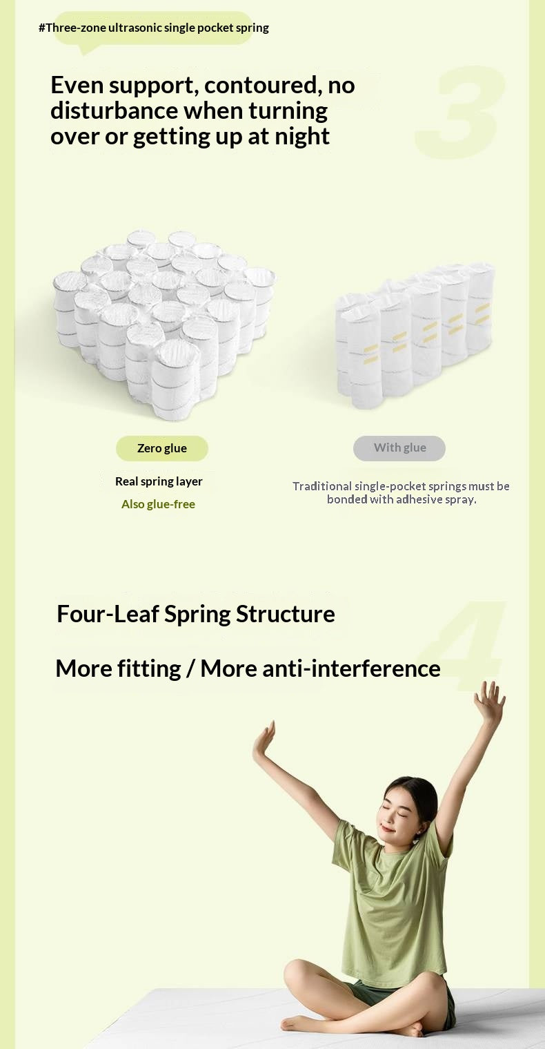 Zero-Glue Mattress Spring Mattress Antibacterial Anti-mite Sponge Mattress Roll-up Simmons Mattress 22 cm