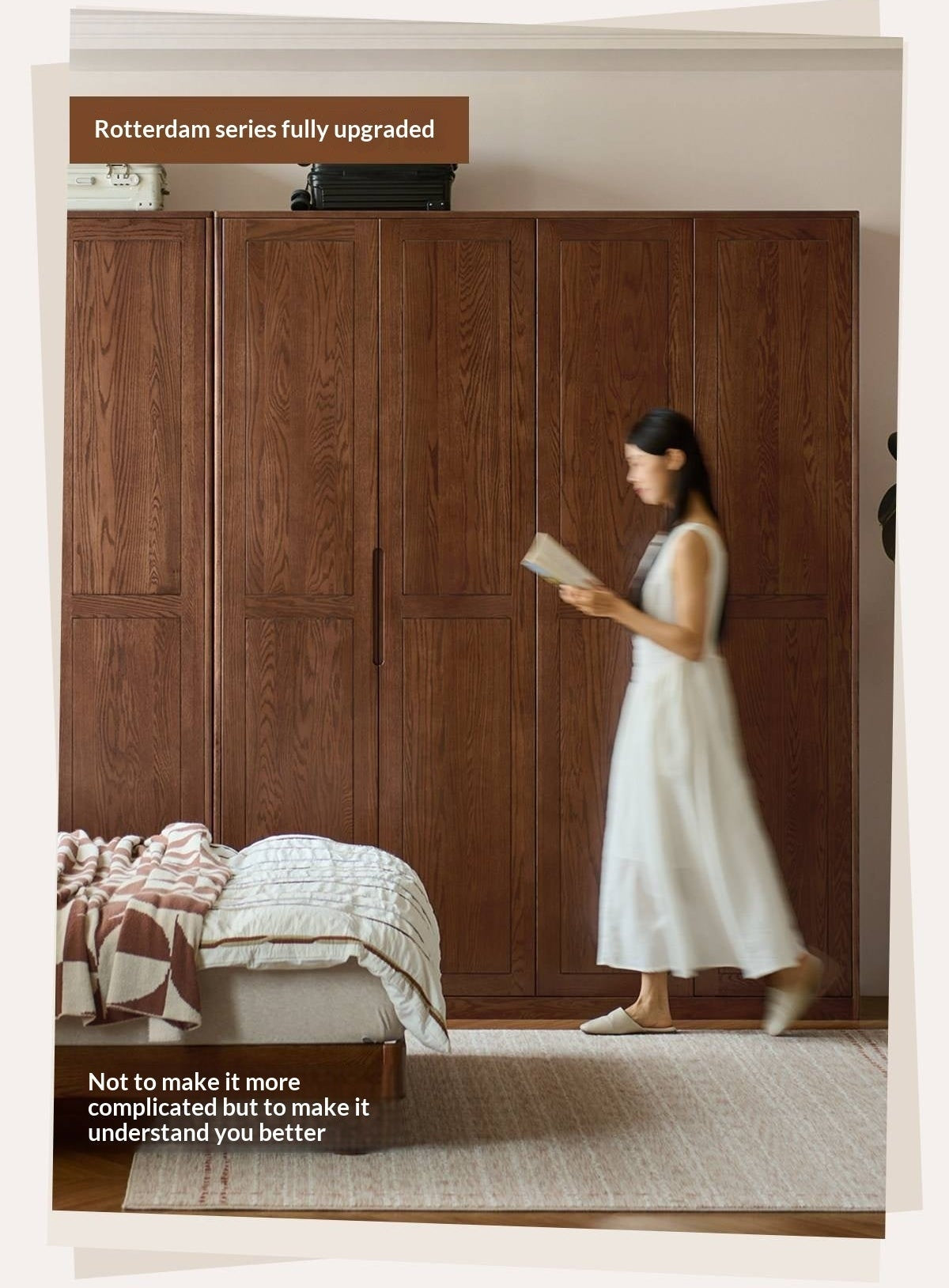 Oak Solid Wood Wardrobe with Recessed Groove Handles