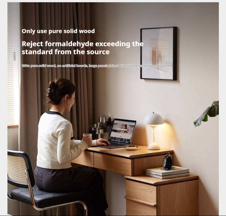 Oak Solid Wood Modern Retractable Vanity Table.