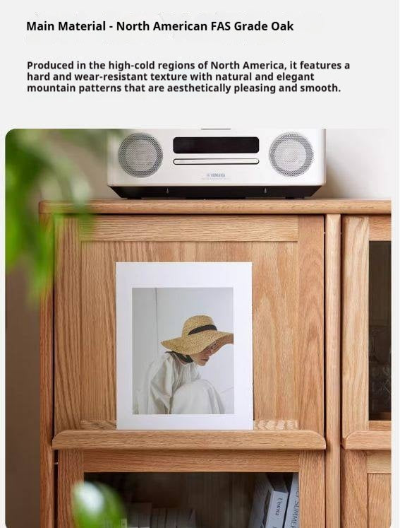 Oak, Сherry, Ash Solid Wood Four-Door Bookcase with Light, Magazine Cabinet.