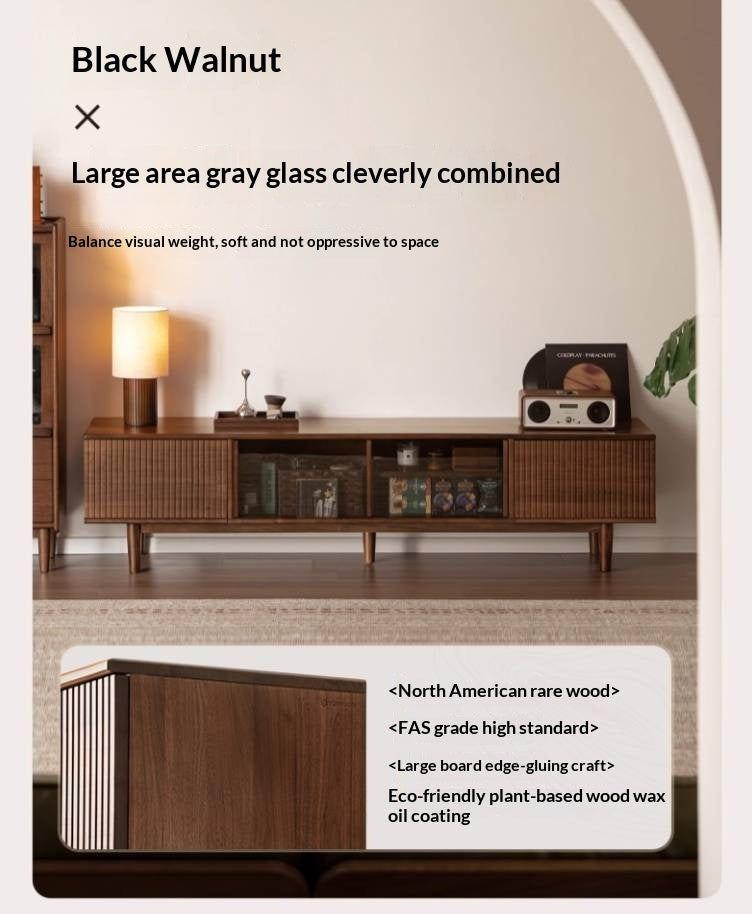 Black Walnut Solid Wood Modern TV Cabinet