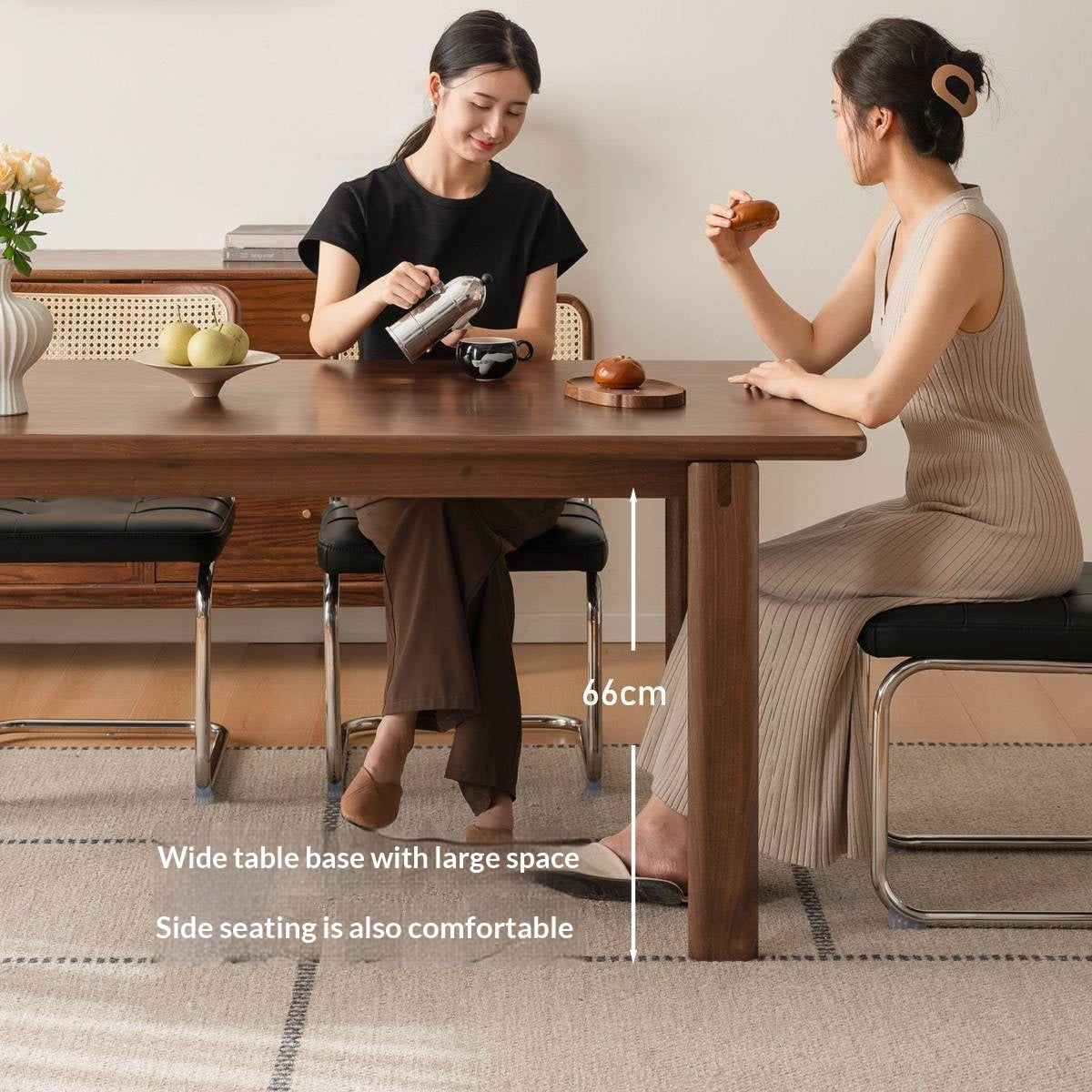 Black Walnut, Oak Solid Wood Large Board Dining Table