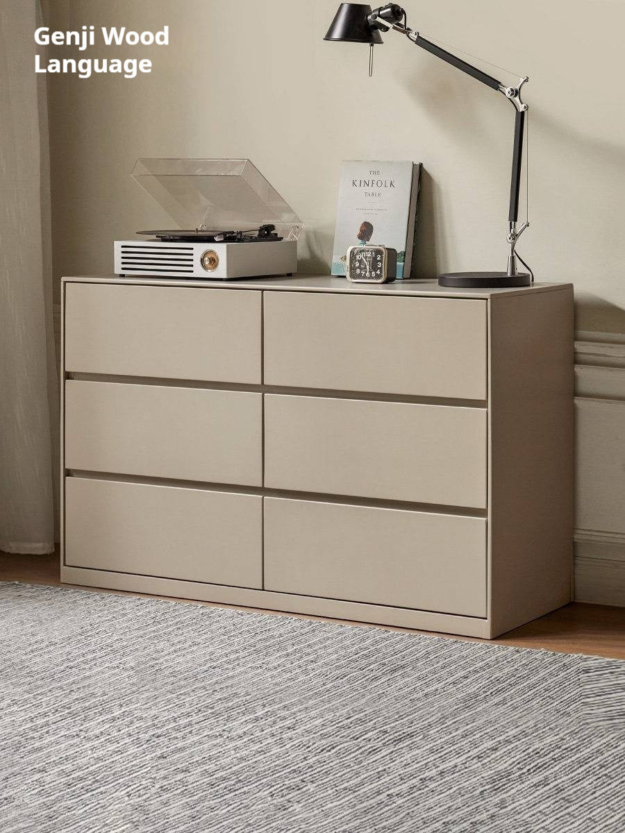 Poplar Solid Wood Light Luxury Six-Drawer Chest