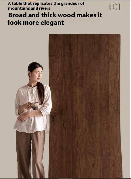 Black Walnut, Sandalwood Solid Wood Wabi Sabi Style Large Board Dining Table