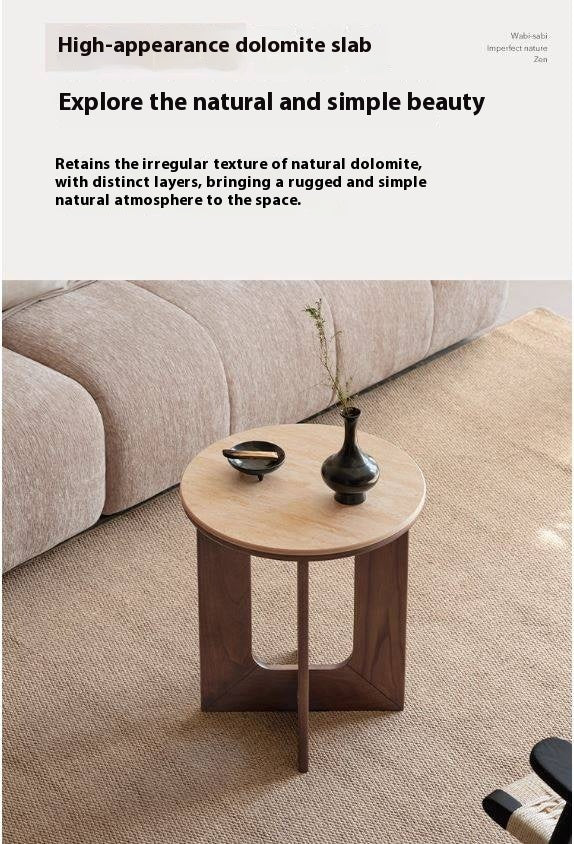 Black Walnut, Poplar Solid Wood Wabi-Sabi Style Rock Board Side Table