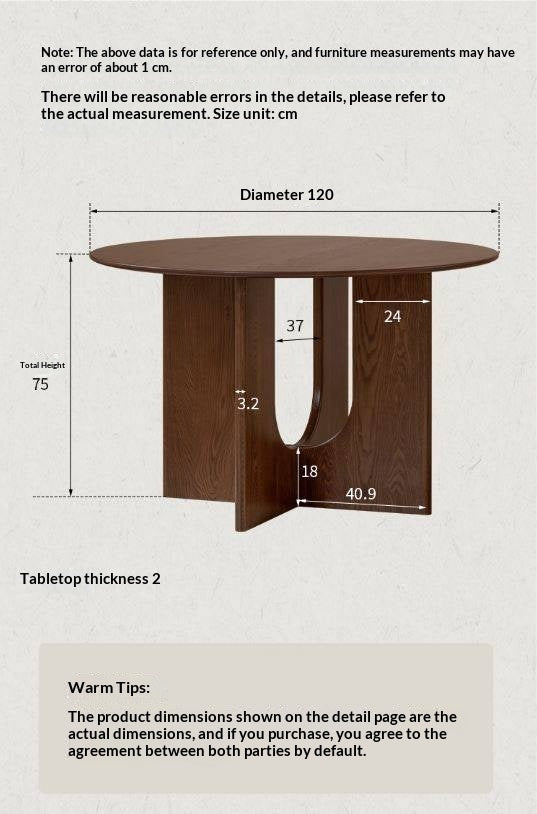 Ash Solid Wood Round Dining Table