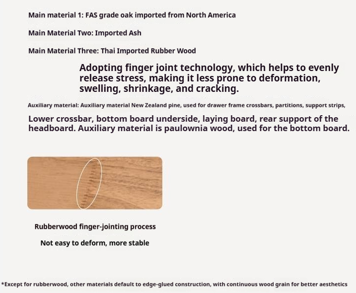 Oak, Ash, Rubberwood Solid Wood Box Bed, Platform Box Bed, Headboard-Free Bed