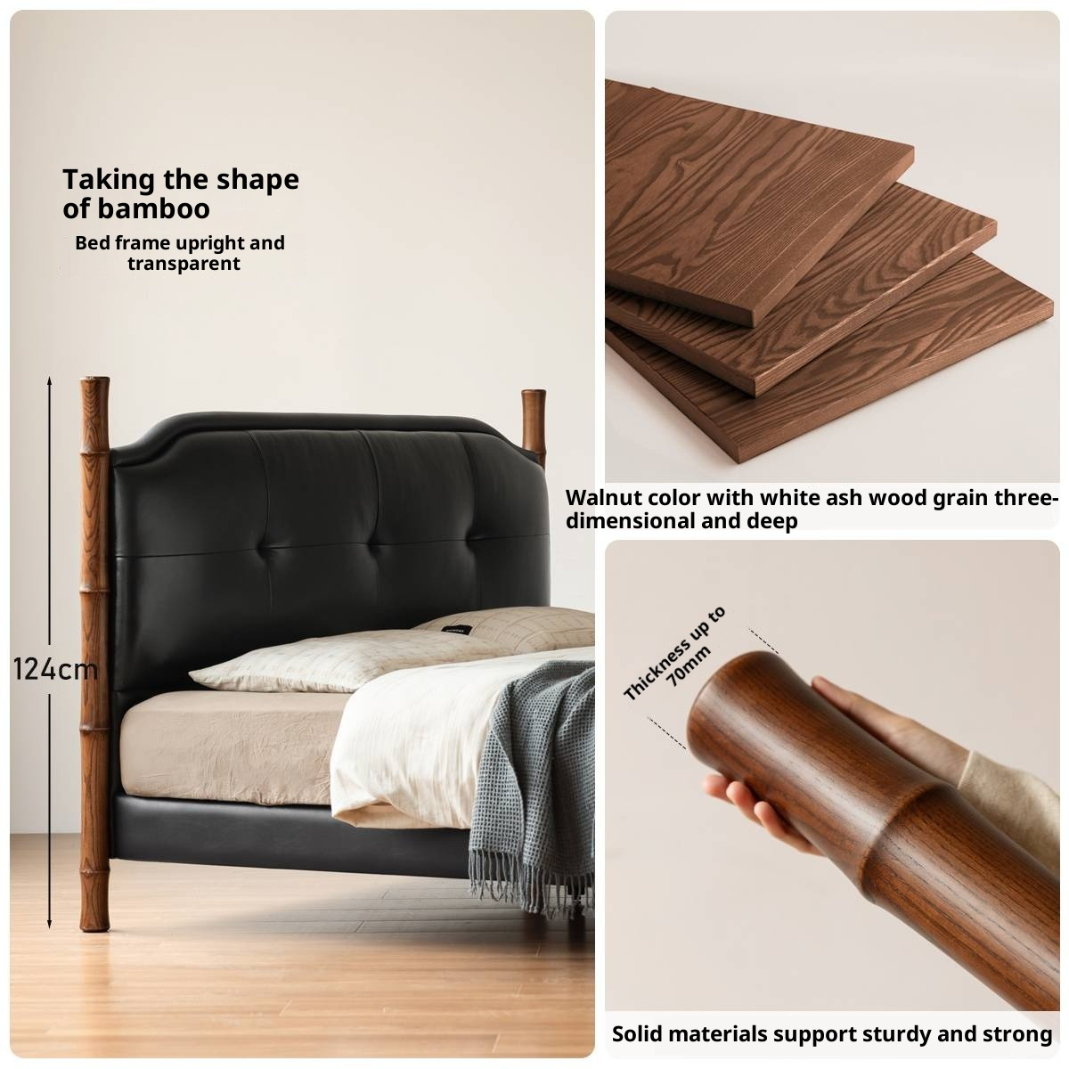 Genuine Leather Soft Headboard Bed