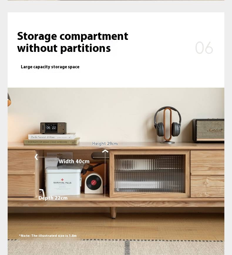 Ash Solid Wood Modern Log Style TV Cabinet.