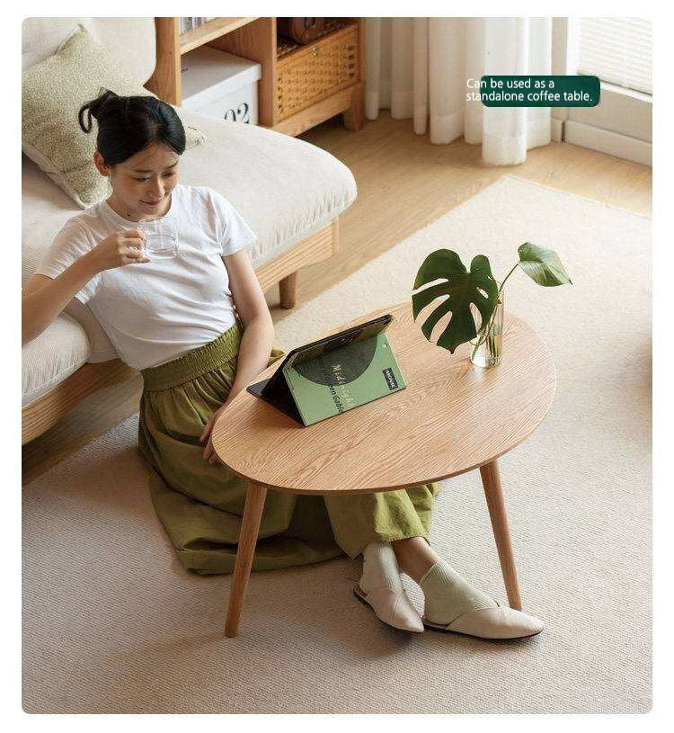 Rubberwood, Oak Solid Wood Walnut Color Side Table