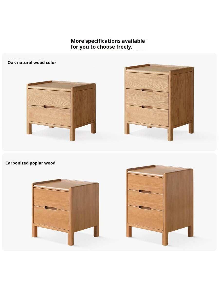 Rubberwood, Oak Solid Wood Simple Modern Style Nightstand