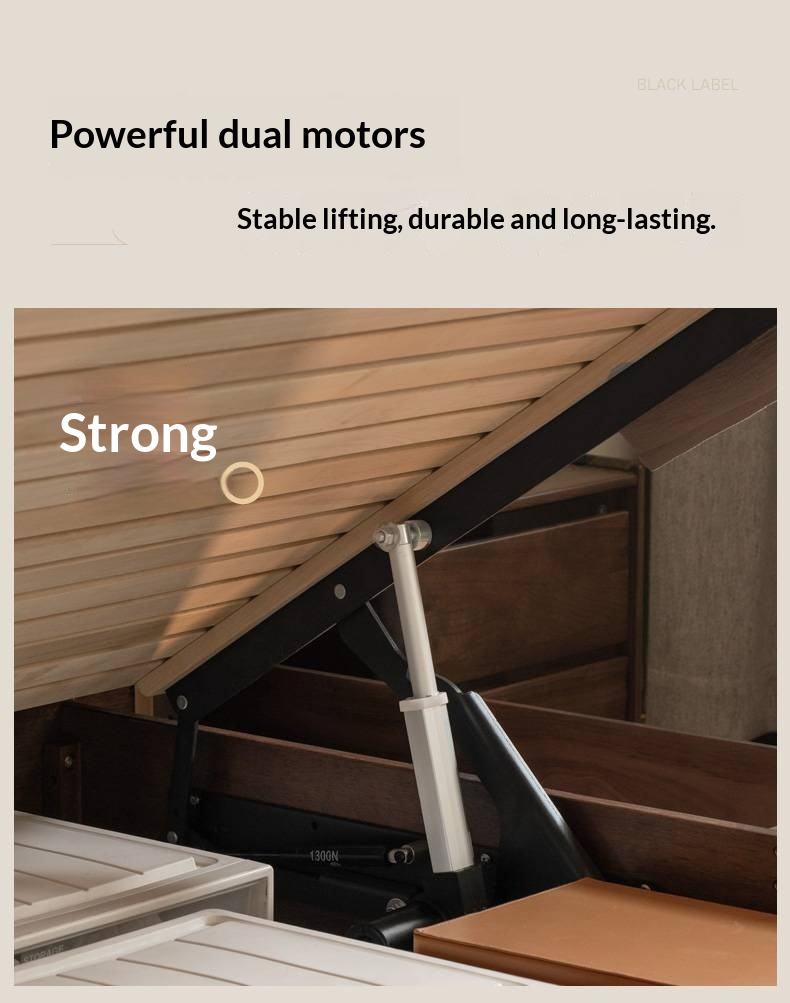 Black Walnut Solid Wood Italian Light Luxury Electric Suspended Box Bed