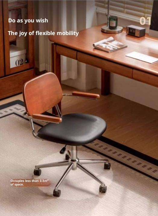 Beech Solid Wood Adjustable Office Chair, Bauhaus Style