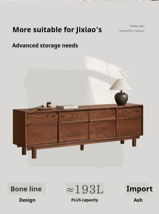 Ash Solid Wood Wabi-sabi Style TV Cabinet