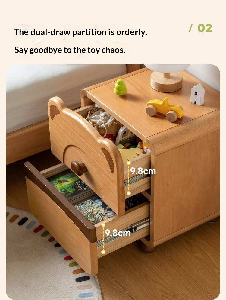 Beech Solid Wood Children s Cartoon Bear Nightstand