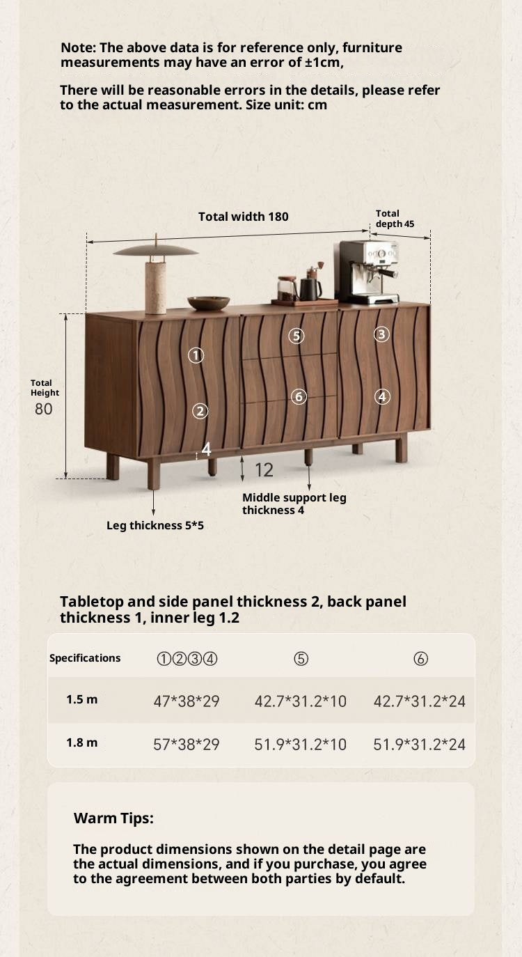Black Walnut Solid Wood Antique Style Sideboard