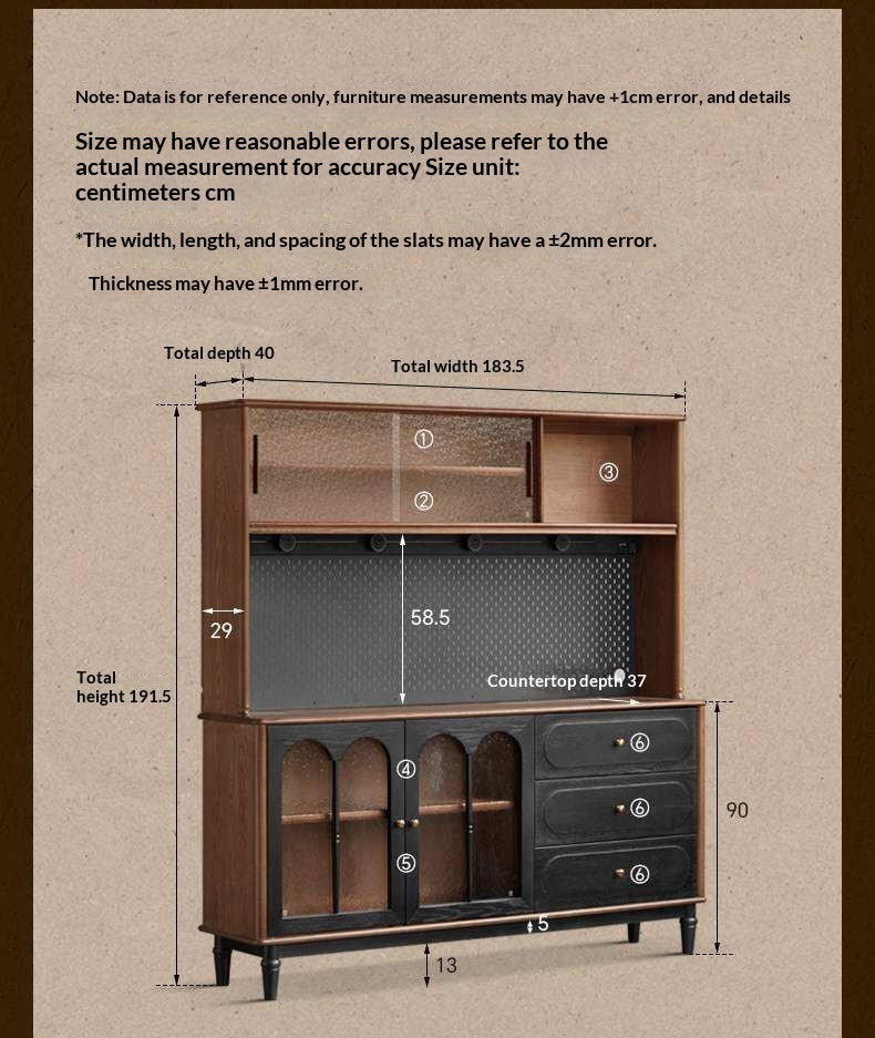 Ash Solid Wood Sideboard with American Retro Style and Storage Cabinet