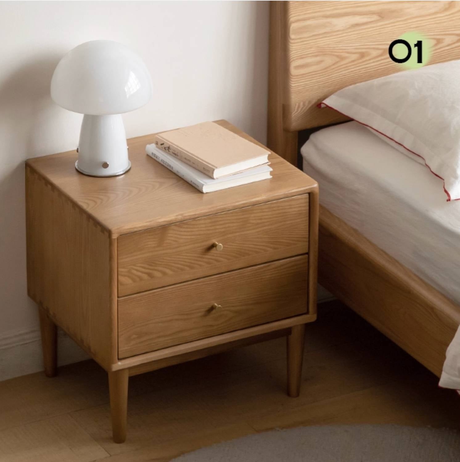 Ash, White Ash, Cherry Solid Wood Modern Style Nightstand