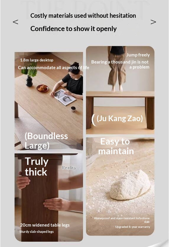 Black Walnut Solid Wood Travertine Slab Light Luxury Dining Table