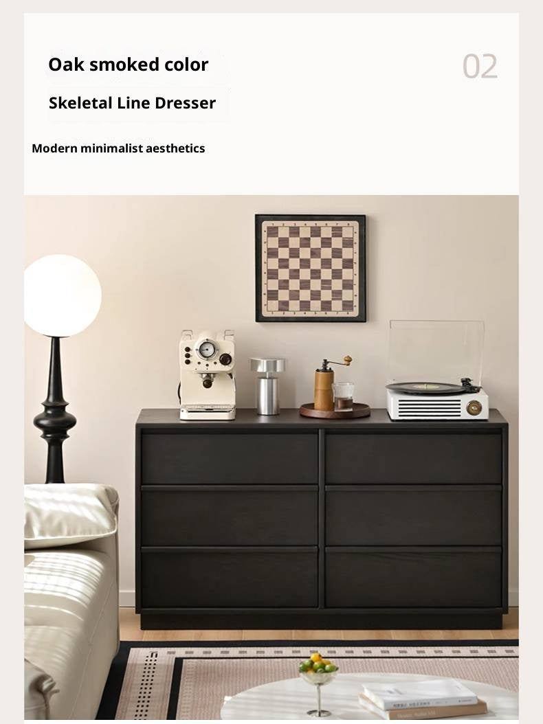 Ash, Oak Solid Wood Wabi-sabi Style Chest Of Drawers