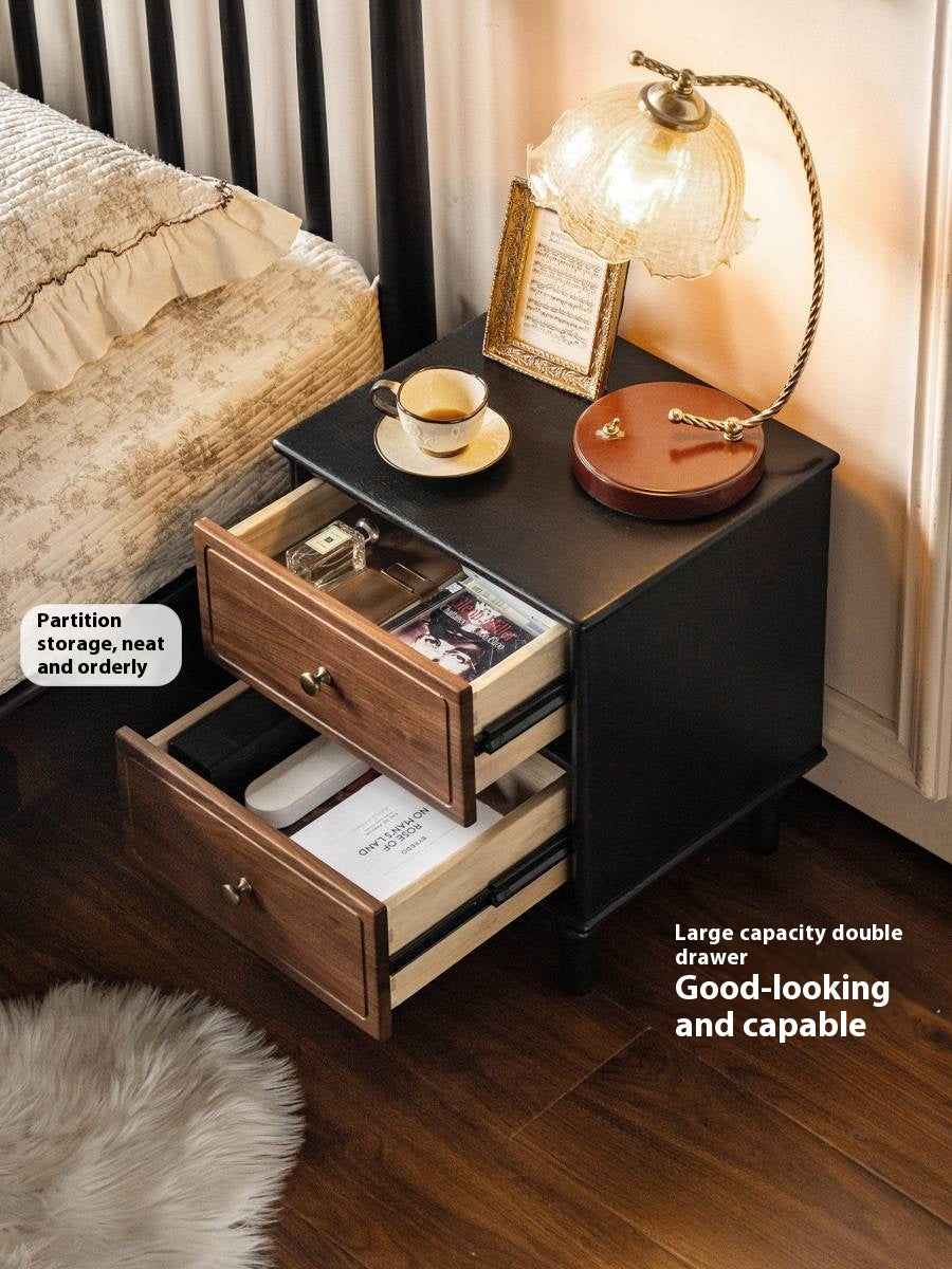 Black Walnut, Solid Rubberwood American Retro Style Nightstand