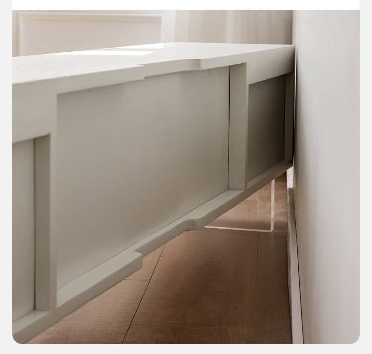 Ash Solid Wood Rattan TV Cabinet Cream Style LED Lights.