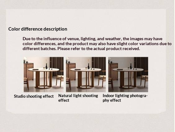 Ash Solid Wood Rock Plate Dining Table with Rotary Wheel