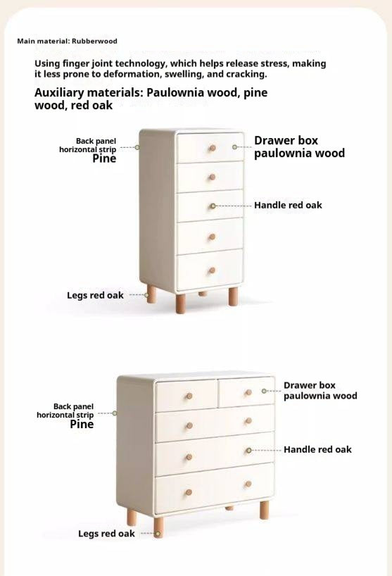 Solid Rubberwood Cream Style Chest of Drawers