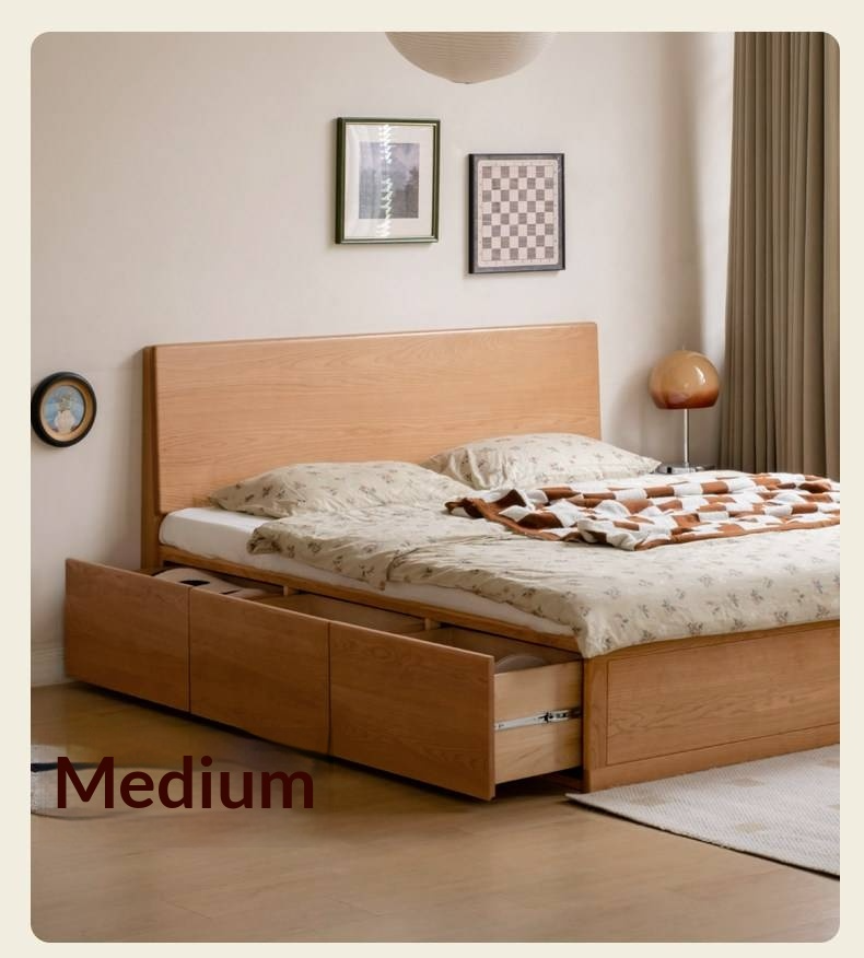 Cherry Solid Wood Storage Bed with Side Storage Drawers