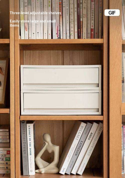 Cherry Solid Wood Bookcase Floor-Standing Free Combination Bookshelf