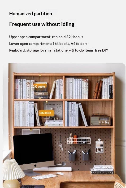 Oak Solid Wood L-shaped Corner Office Desk