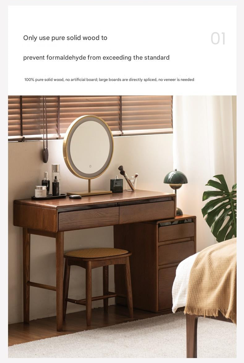 Oak Solid Wood Retractable Modern Dressing Table.