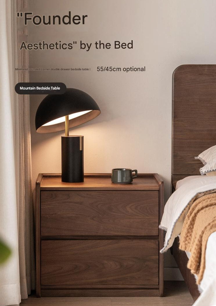 Sandalwood Solid Wood Italian Light Luxury Nightstand.