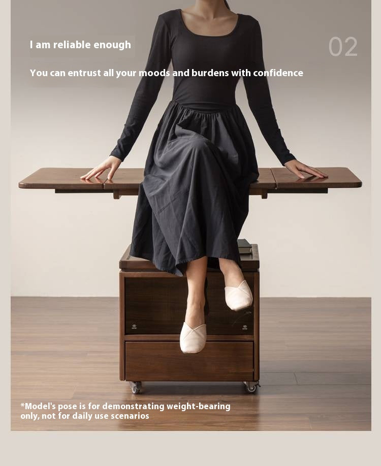 Black Walnut Solid Wood Mobile Folding Coffee Table