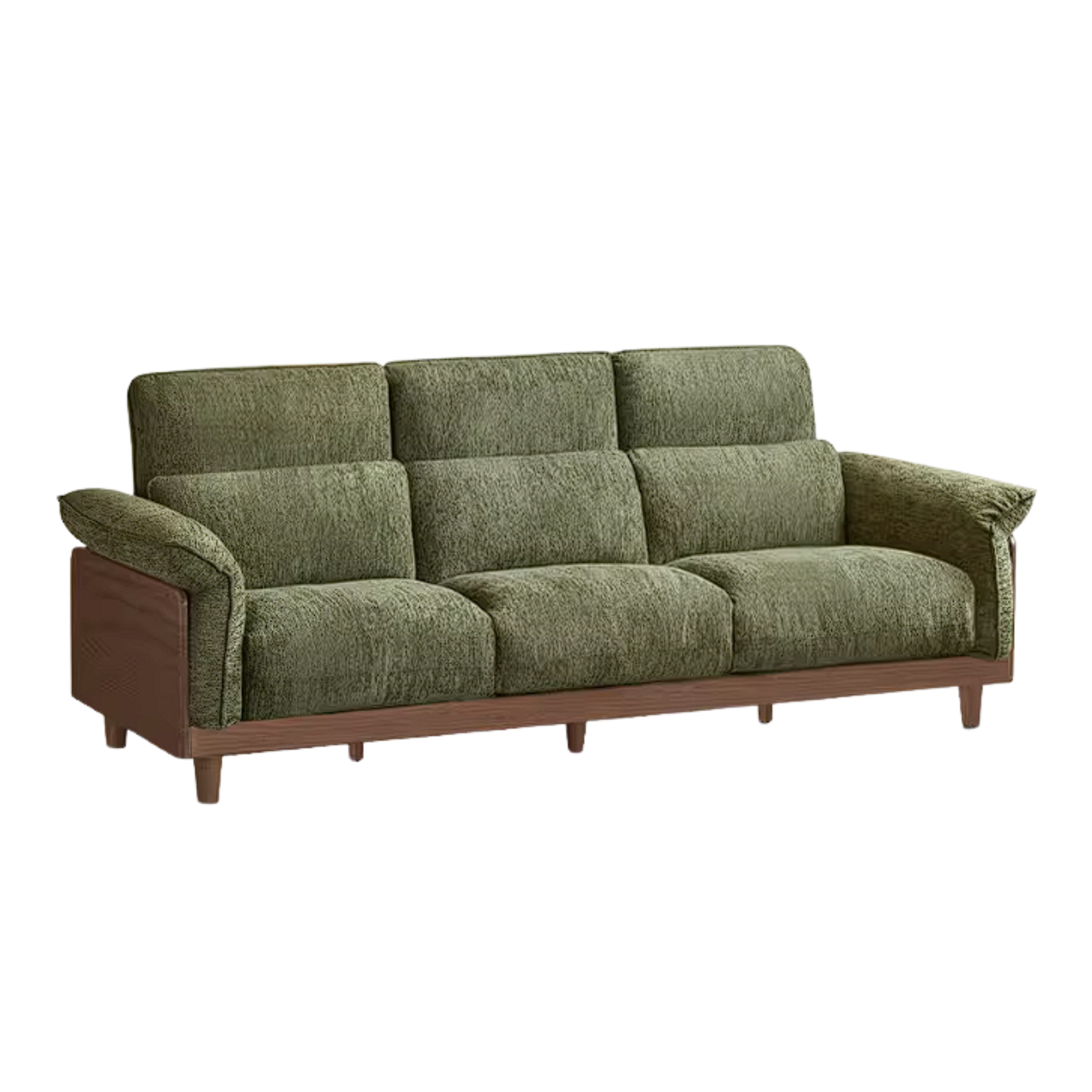 Black Walnut, Ash, Golden Sandalwood Solid Wood Genuine Top-Grain Leather, fabric High back Sofa