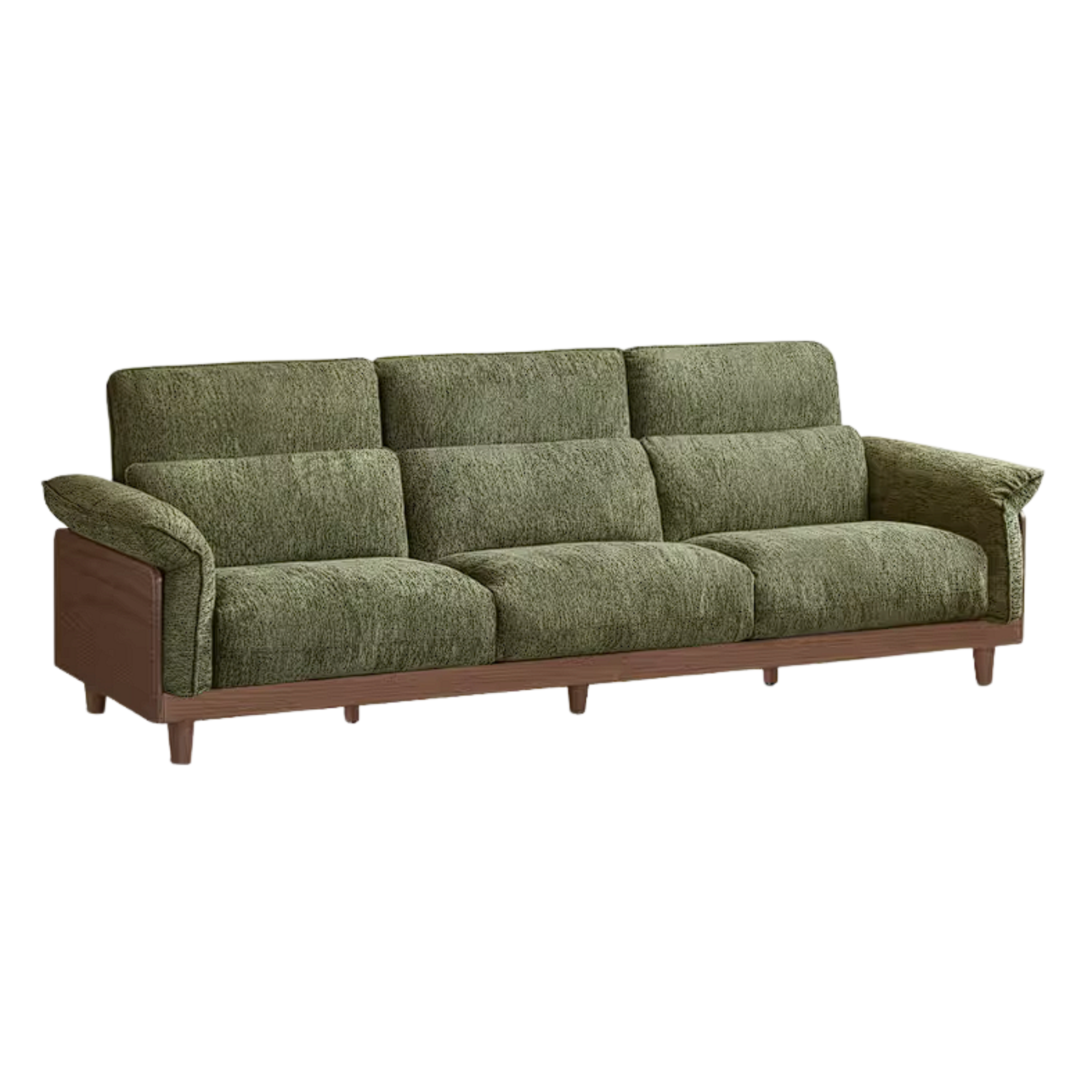 Black Walnut, Ash, Golden Sandalwood Solid Wood Genuine Top-Grain Leather, fabric High back Sofa