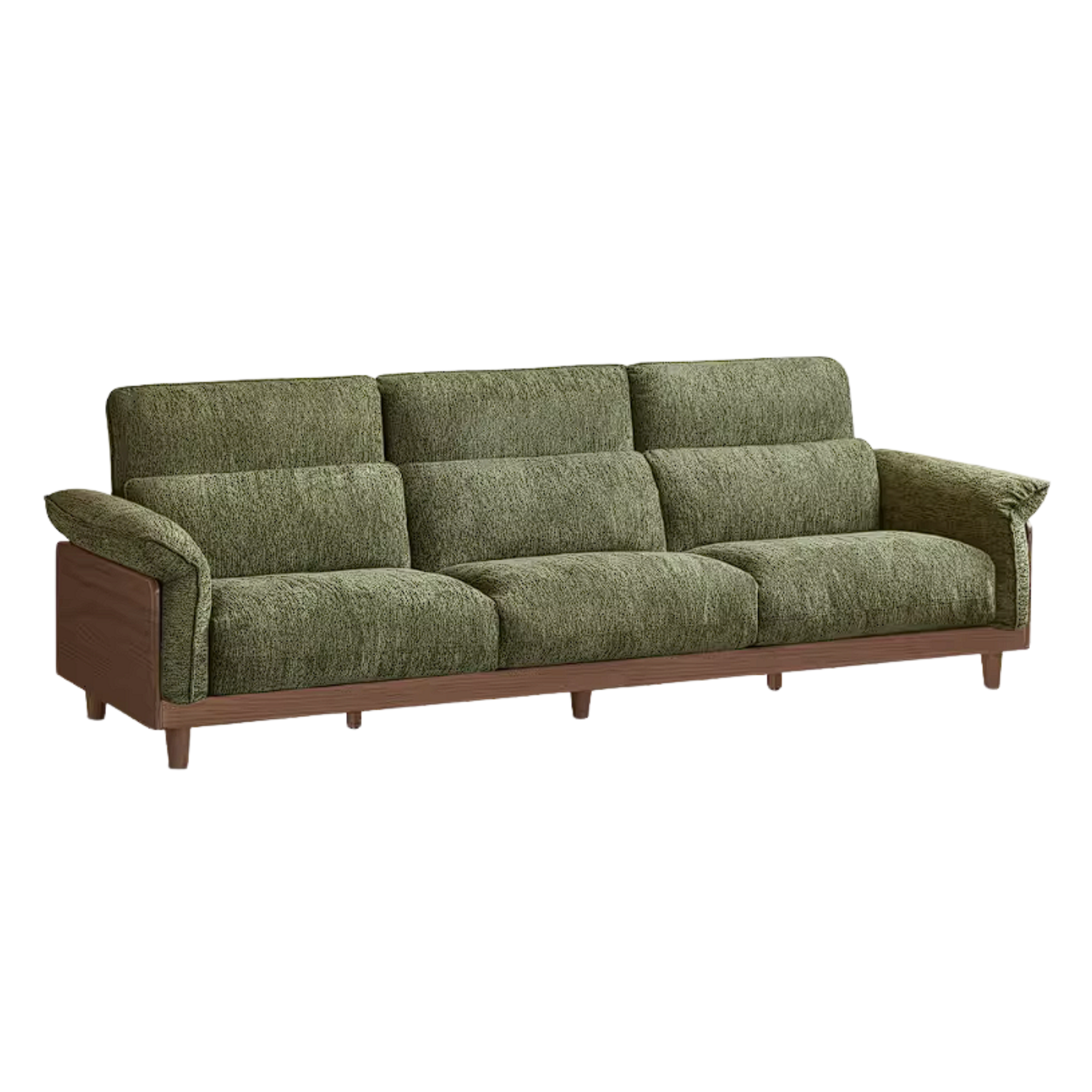 Black Walnut, Ash, Golden Sandalwood Solid Wood Genuine Top-Grain Leather, fabric High back Sofa