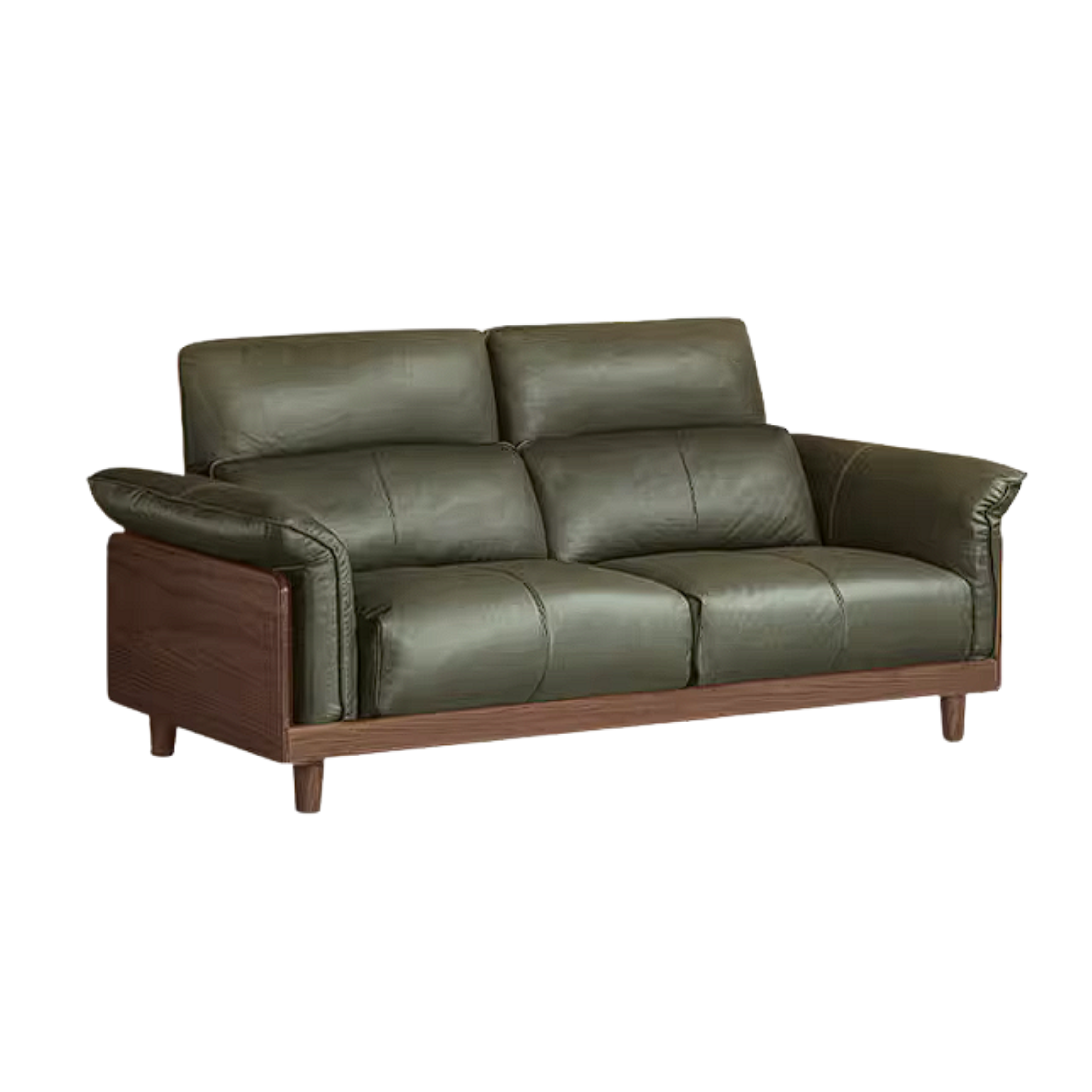 Black Walnut, Ash, Golden Sandalwood Solid Wood Genuine Top-Grain Leather, fabric High back Sofa
