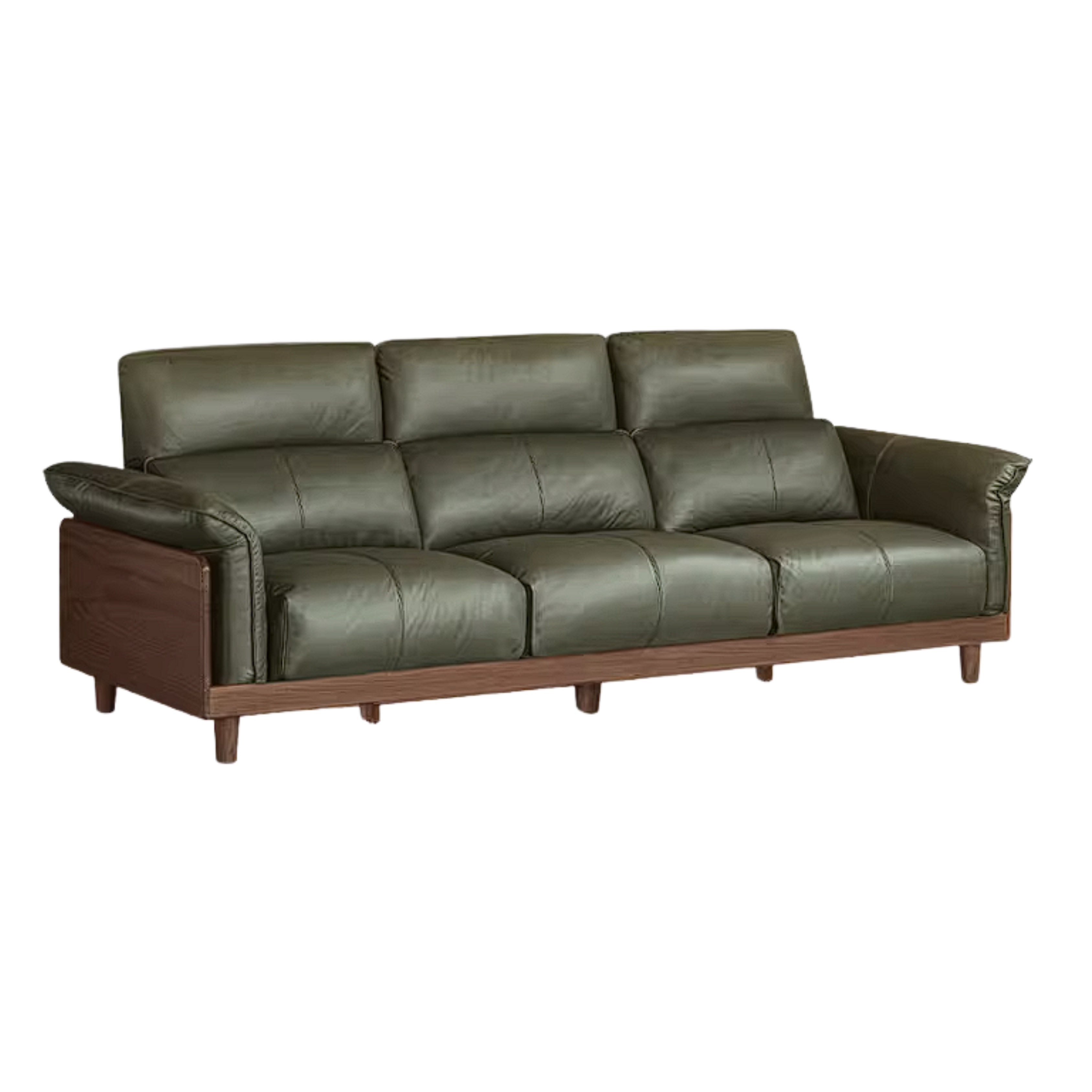 Black Walnut, Ash, Golden Sandalwood Solid Wood Genuine Top-Grain Leather, fabric High back Sofa