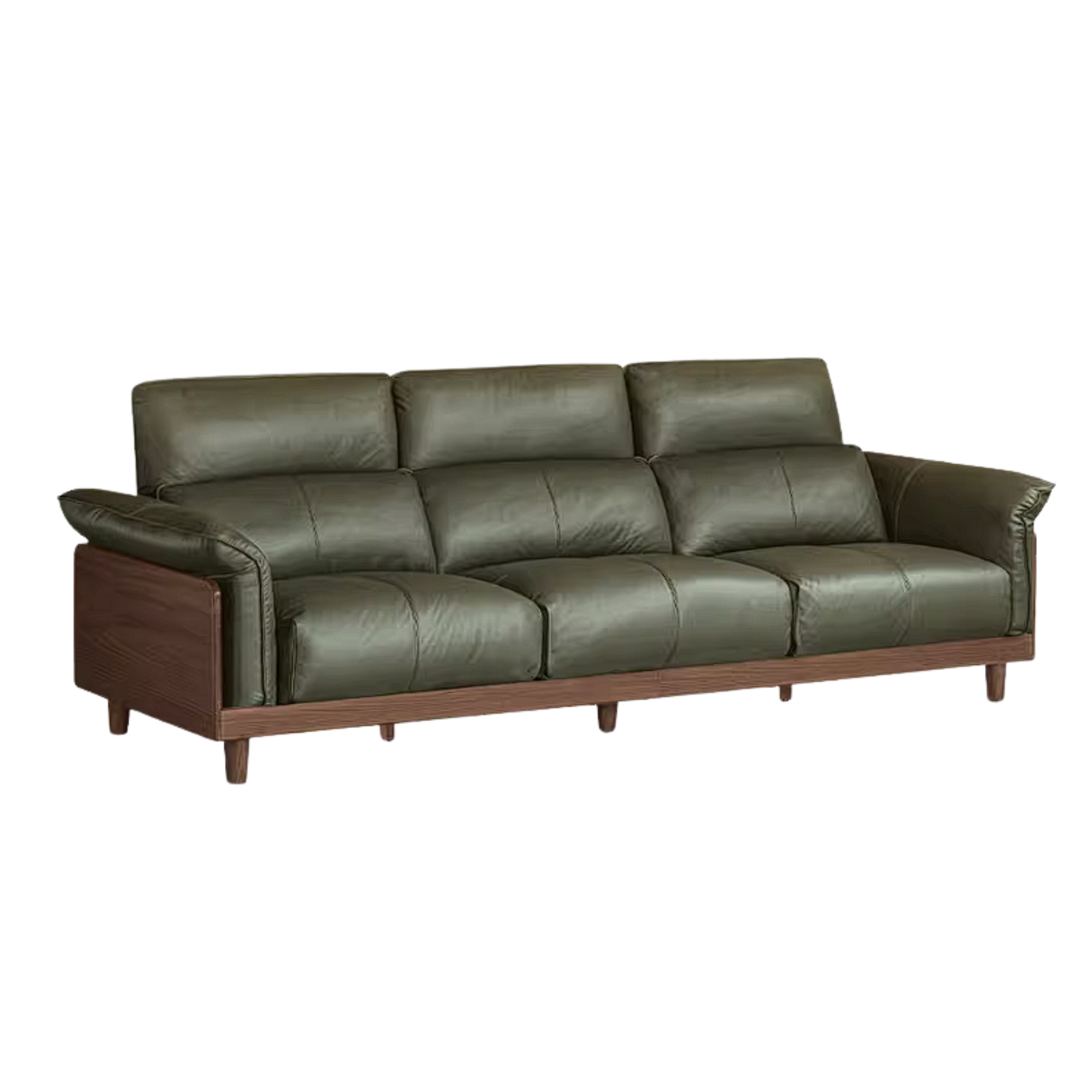 Black Walnut, Ash, Golden Sandalwood Solid Wood Genuine Top-Grain Leather, fabric High back Sofa