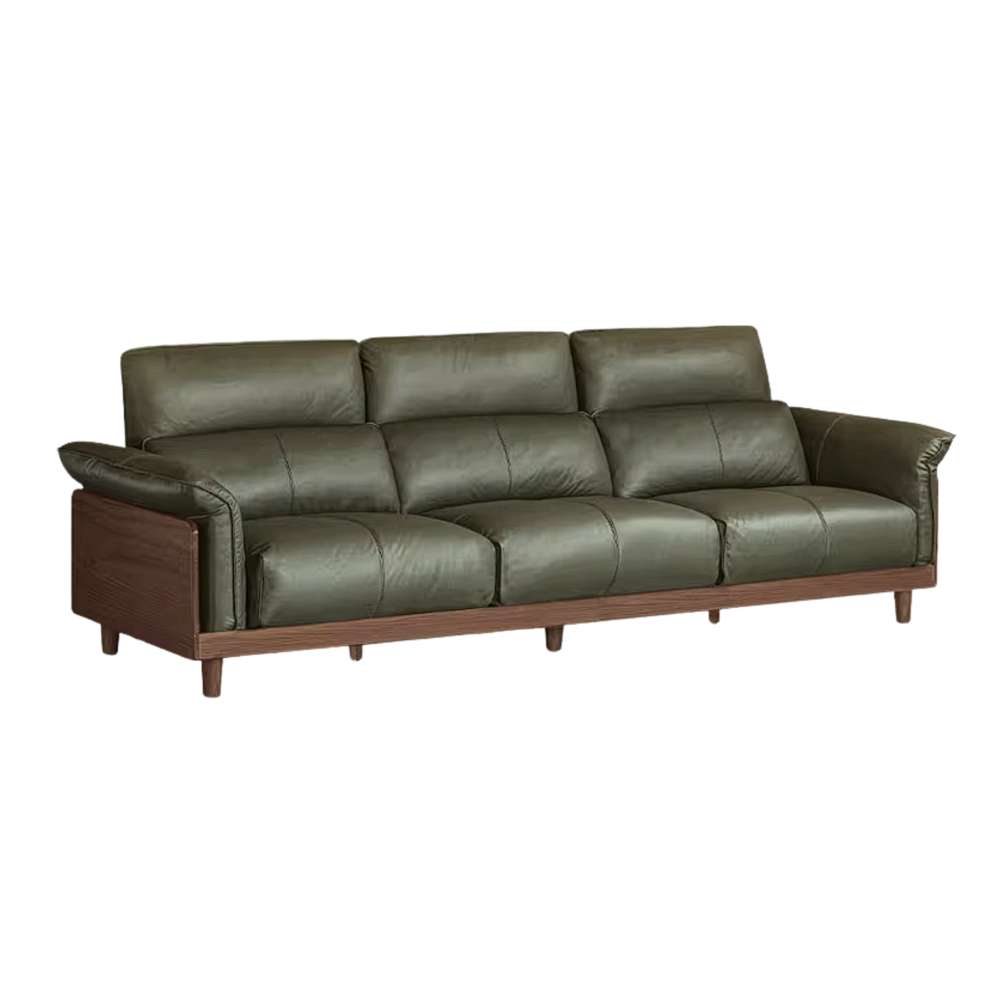 Black Walnut, Ash, Golden Sandalwood Solid Wood Genuine Top-Grain Leather, fabric High back Sofa
