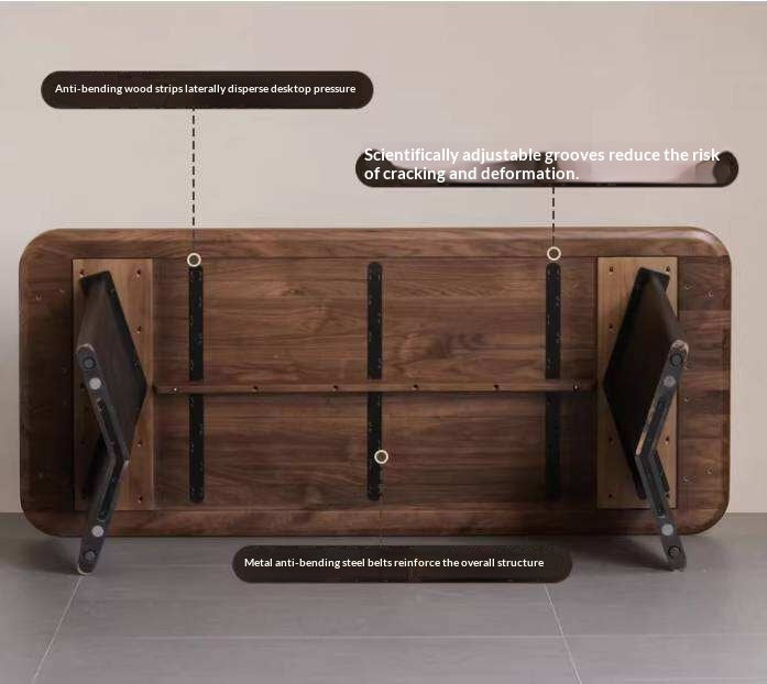 Black Walnut Solid Wood Dining Table with Italian Light Luxury Design