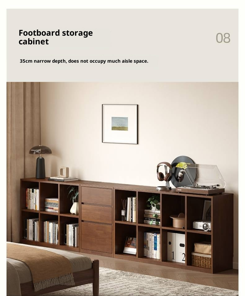 Solid Rubberwood Wall-Mounted Combination Bookcase