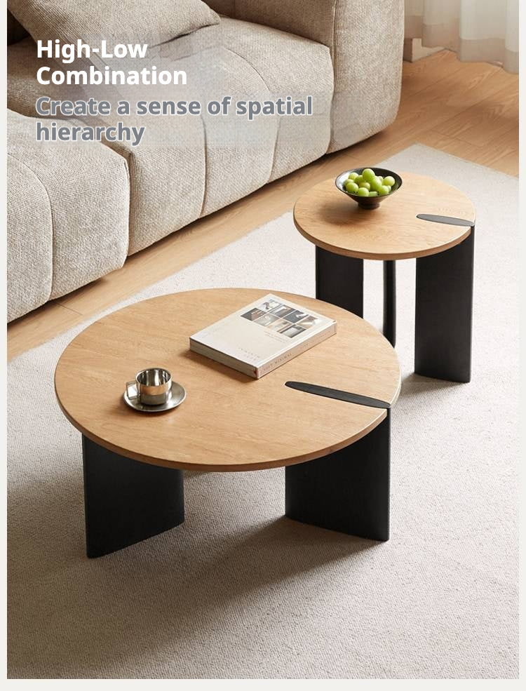 Oak Solid Wood Wabi-Sabi Style Creative Round Coffee Table