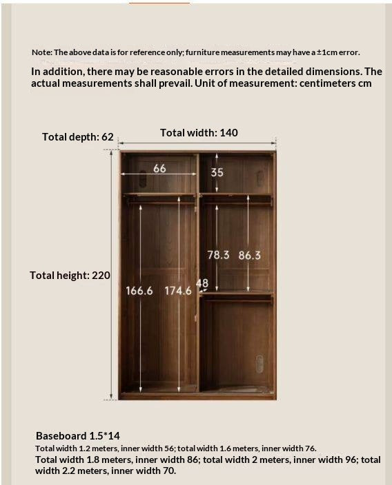 Oak Solid Wood, Solid RubberWood Modern Style Wardrobe