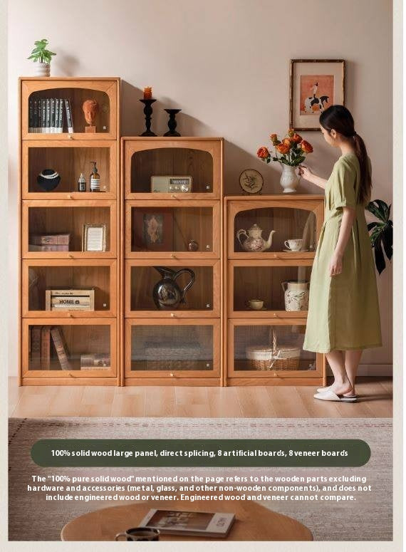 Cherry Solid Wood Ancient Style Floor Bookcase