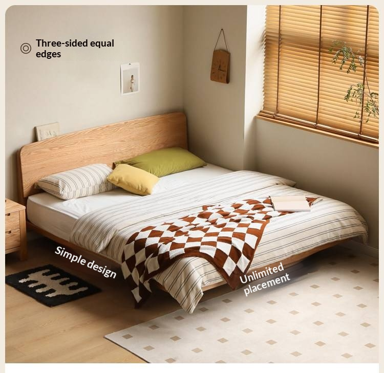 Oak Solid Wood Bed — Simple Floating Bed Design