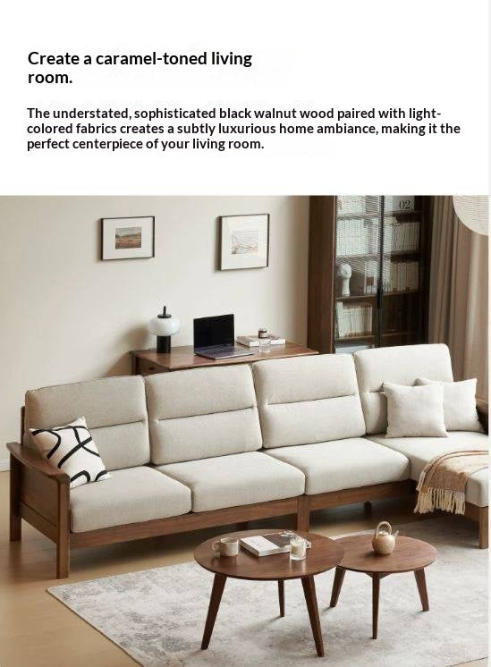 Black Walnut, Golden Rosewood Solid Wood Mid-Century Modern Fabric Sofa with Removable Covers, Loveseat, Sectional and Armchair